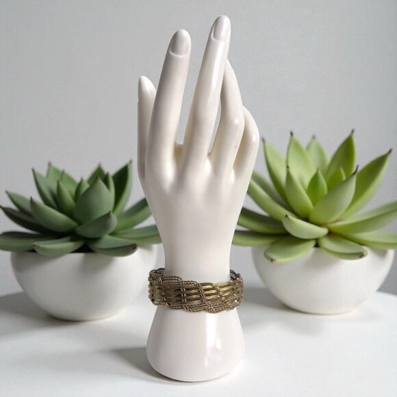 Vintage Jewelry - Vintage Woven Brass Wire Cuff Bracelet – Handcrafted Boho Statement Jewelry